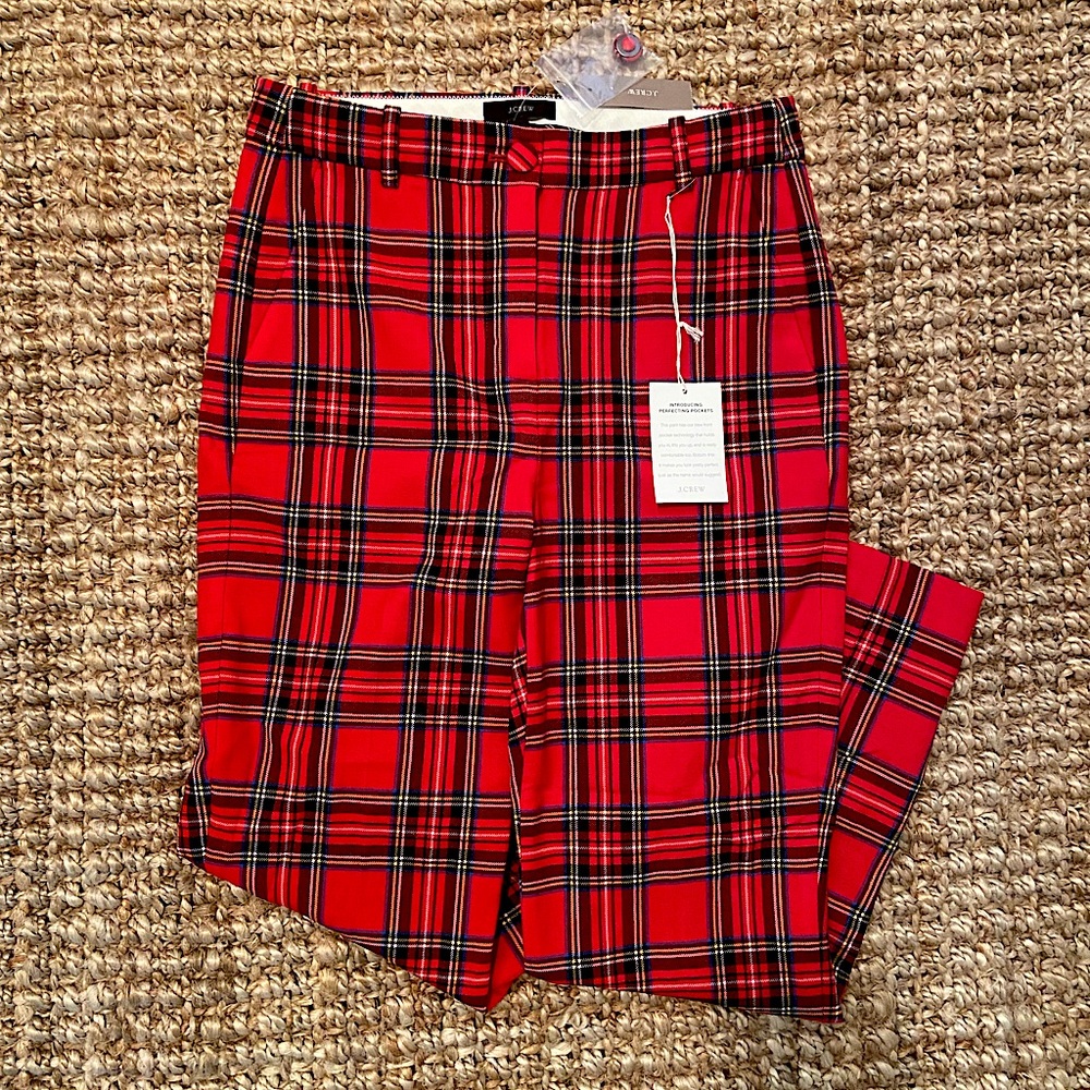 J. Crew High-Rise Cameron Pant in Red Stewart Tartan, NWT